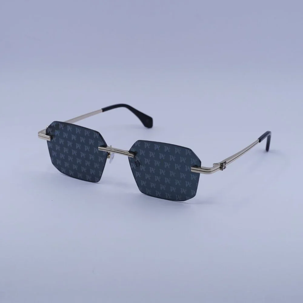 Palm Angels PERI10G QUARTZ 7607 Sunglasses Gold Geometric Frame, Grey Lenses